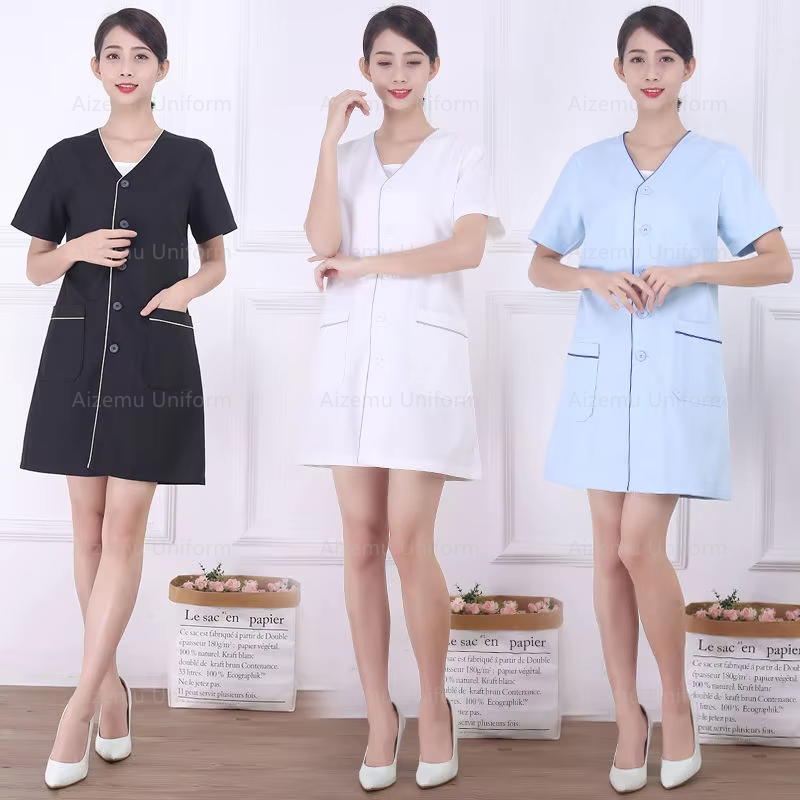 Medical Lab Logo - Black Beautician tops short beauty uniform