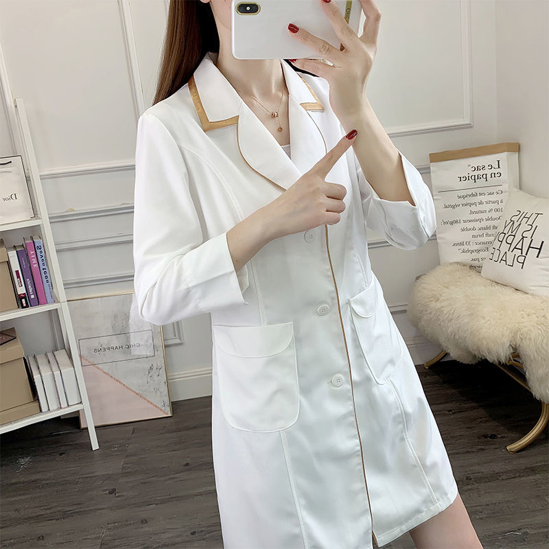 white short beauty uniform dre - Medical Lab Logo ulasan dan harga