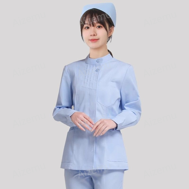 Pink Long Sleeve Nurse Uniform - Medical Lab Logo ulasan dan harga