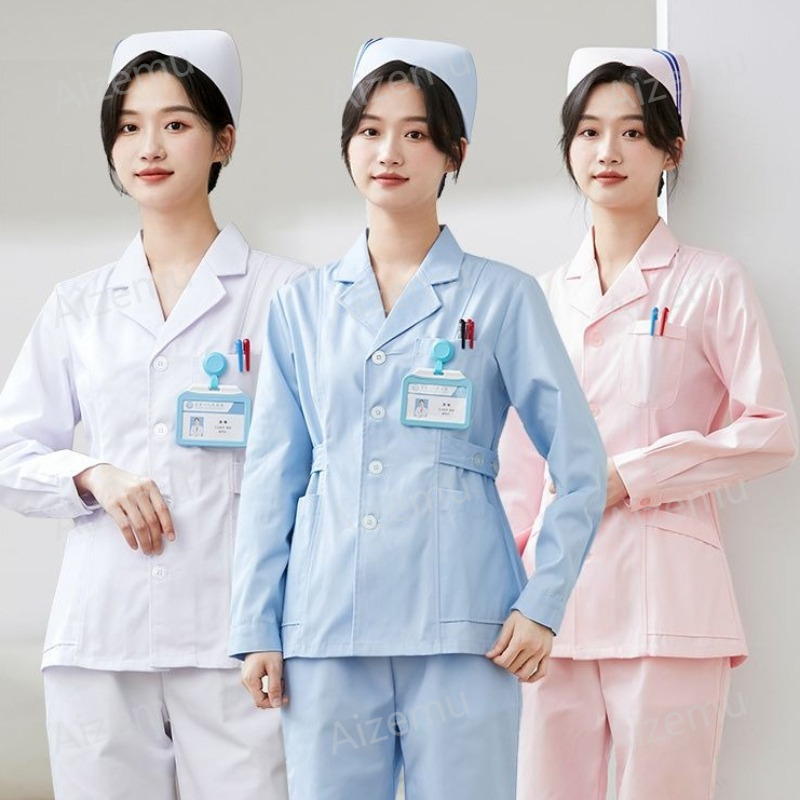 New White Long Sleeve Nurse Un - Medical Lab Logo ulasan dan harga