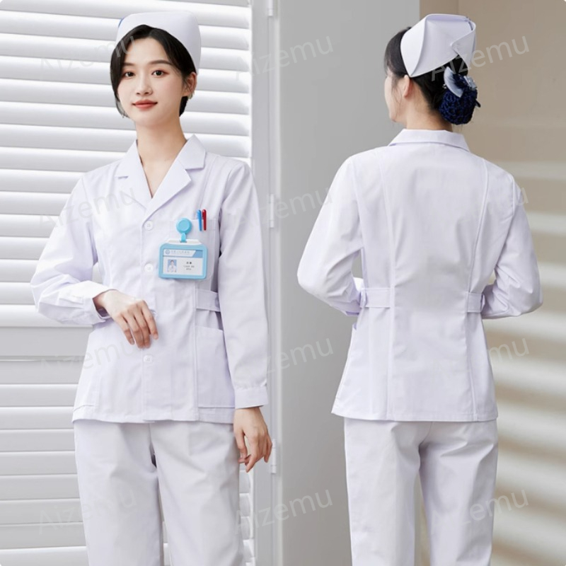 New White Long Sleeve Nurse Un - Medical Lab Logo ulasan dan harga