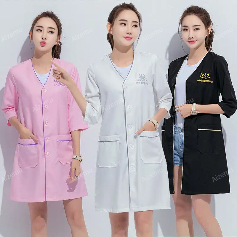 Black short beauty uniform dre - Medical Lab Logo ulasan dan harga