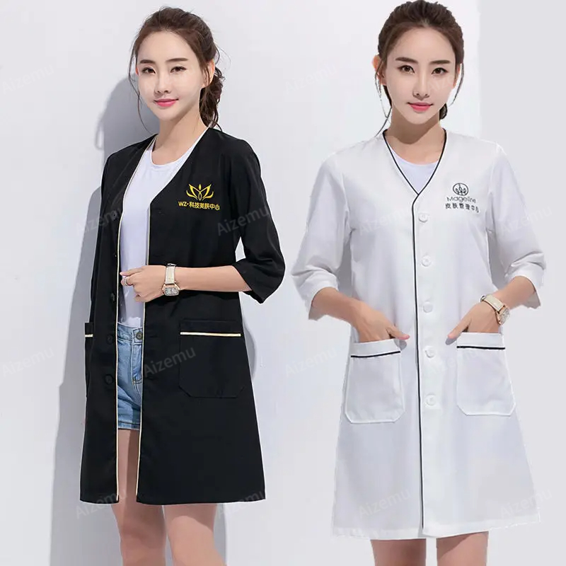Black short beauty uniform dre - Medical Lab Logo ulasan dan harga