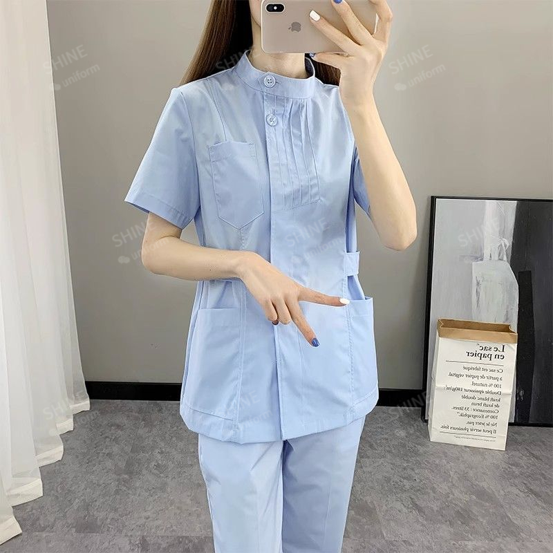 Pink Nurse Uniforms Short Slee - Medical Lab Logo ulasan dan harga