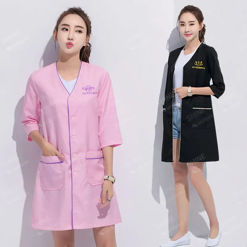 beauty uniform beautician Cust - Medical Lab Logo ulasan dan harga